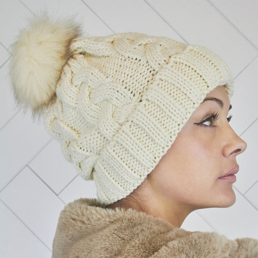 Pom Pom Faux Fur Winter Beanie Hat