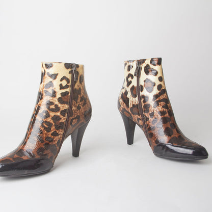 Felicity Leopard Print Heeled Ankle Boots