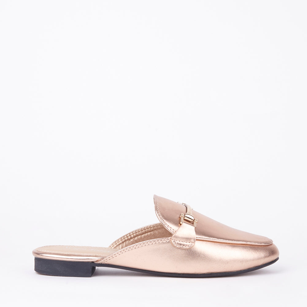 Gabby Faux Leather Buckle Mules