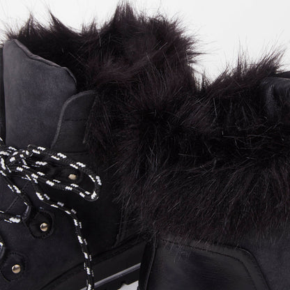 Faux Fur Fleece Lined Luxury Ski Style Winter Grip Sole Ankle Boots