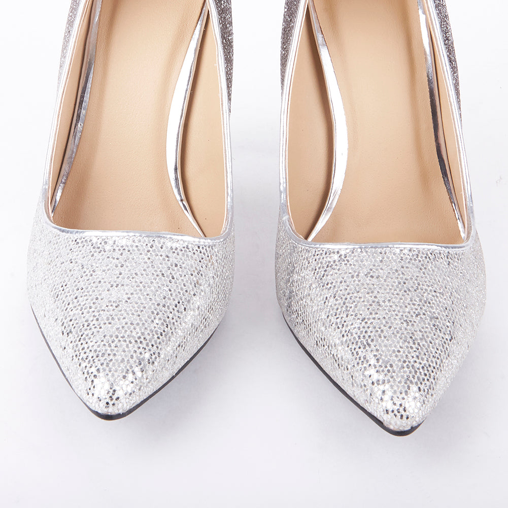 Holly Glitter Effect High High Stiletto Court Shoes