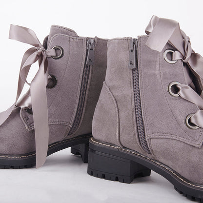 Jessy Suede Ankle Boots With Satin Laces