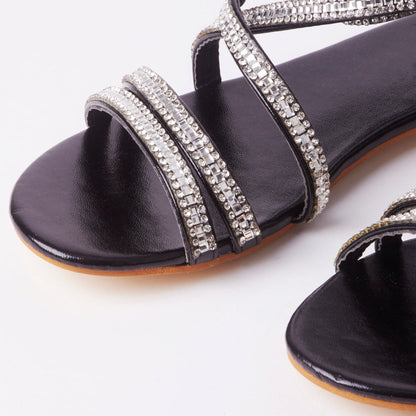 Kennedy Crystal Strap Flat Sandals