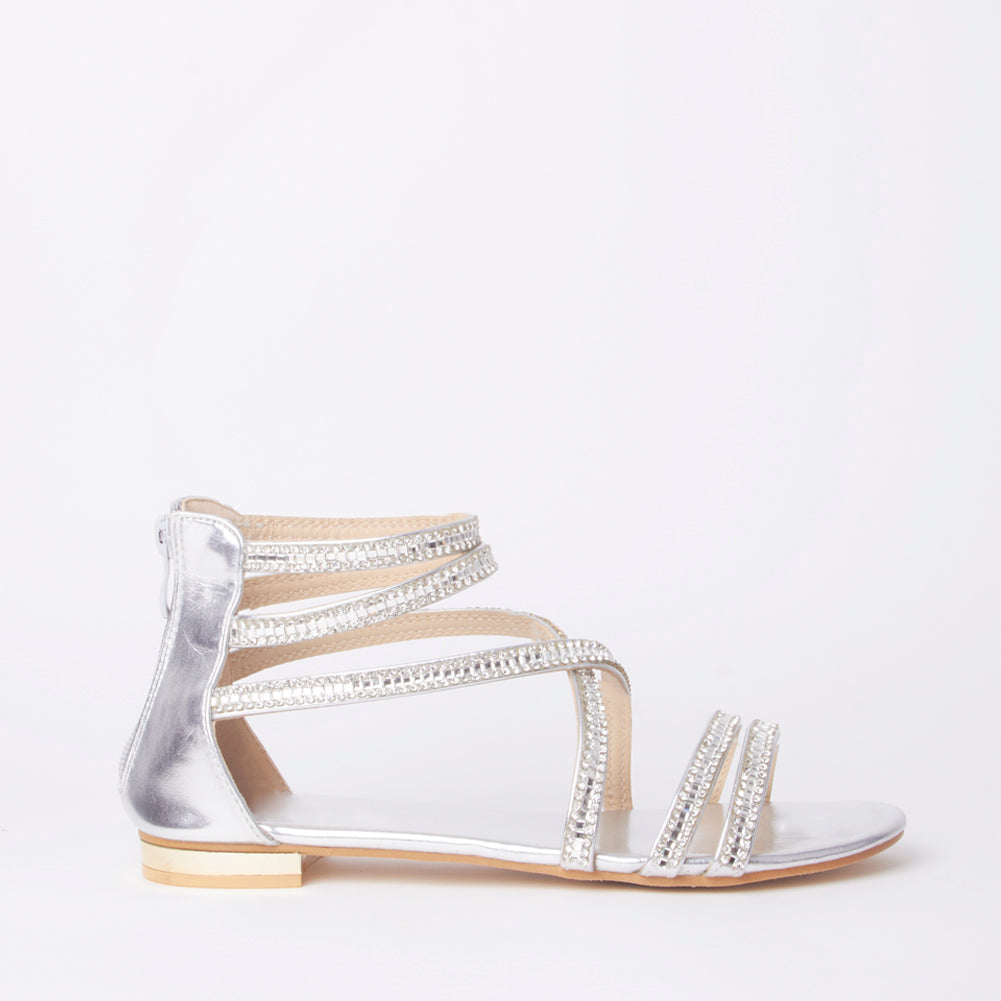 Kennedy Crystal Strap Flat Sandals