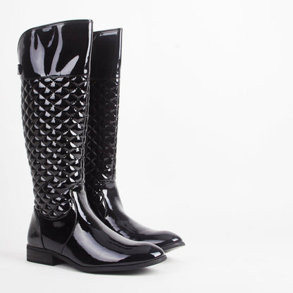 Meg Patent Quilted Knee High Boots