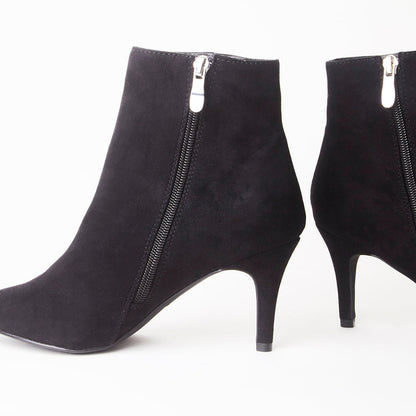Robyn Faux Suede Pointed Toe Mid Heel Ankle Boots