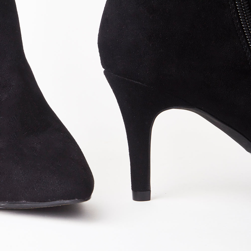 Robyn Faux Suede Pointed Toe Mid Heel Ankle Boots