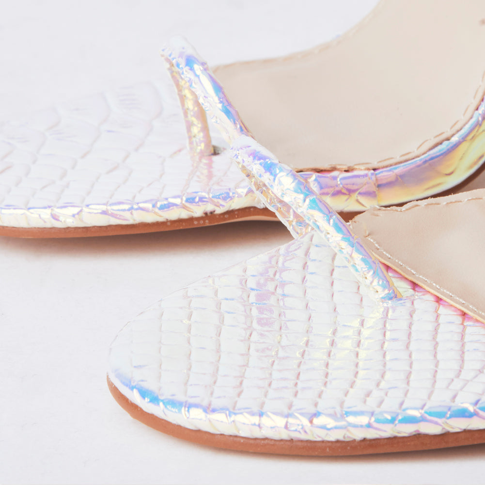 Sarai Snake Print Lace Up Perspex Sandals