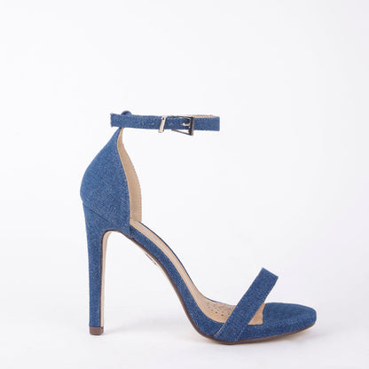 Shauna Barely There Strappy Denim High Heel Sandals