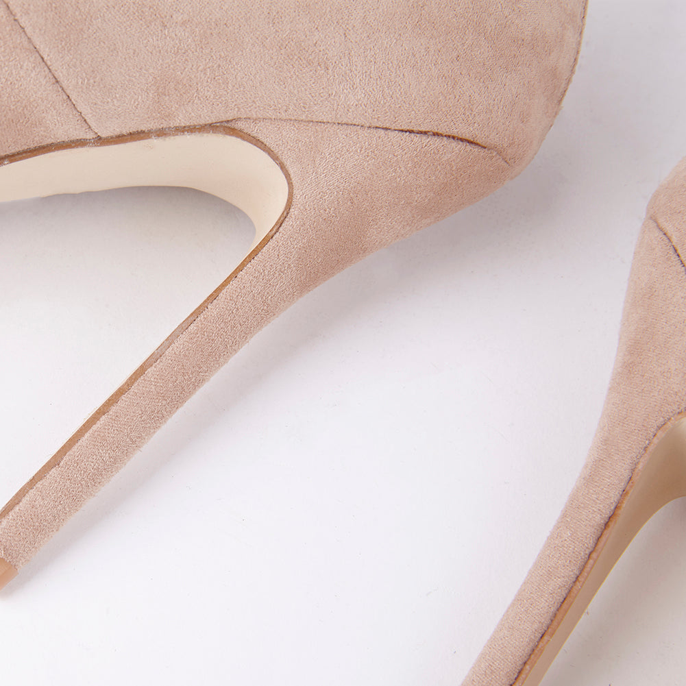 Tessa Lace Up Suede Pointed Court Heels