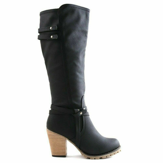 Western Style Block Heel Knee High Boots