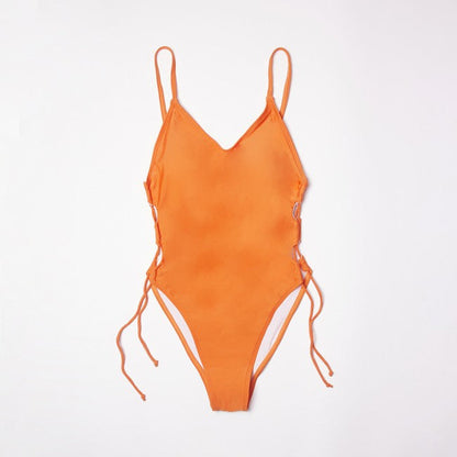 Coral Lace Up Swimsuit