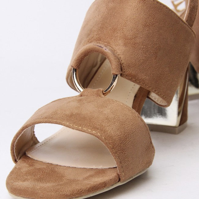 Ella Block Heel Strappy Sandal With Ring Detail