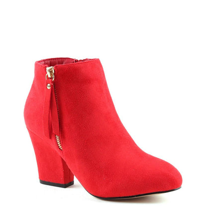 Faux Suede Block Heel Ankle Boot