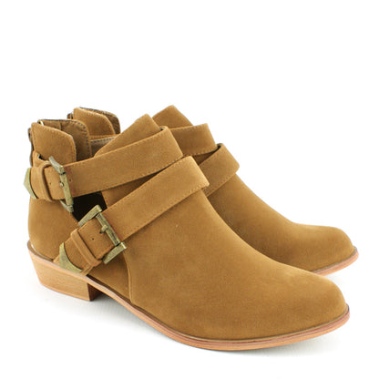 Cut Out Buckle Ankle Boots
