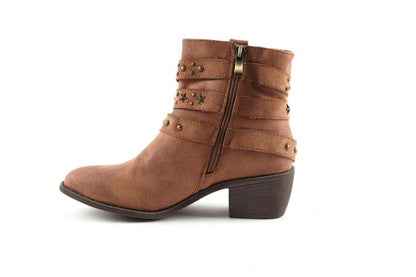 Vegan Leather Cowboy Ankle Zip Up Boot