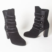 Load image into Gallery viewer, Kaia Black Faux Suede Buckle Boots
