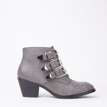 Load image into Gallery viewer, Kelly Grey Studded Ankle Boots With Buckles
