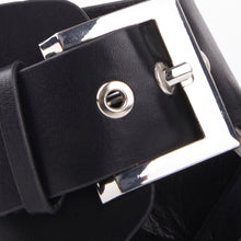 Load image into Gallery viewer, Lizzie Black Faux Leather Buckle Block Heels
