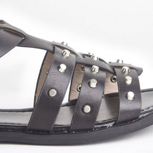 Lana Black Studded Caged Sandals