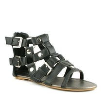 Load image into Gallery viewer, Buckle Detail Zip Up Flat Summer Flat Sandals
